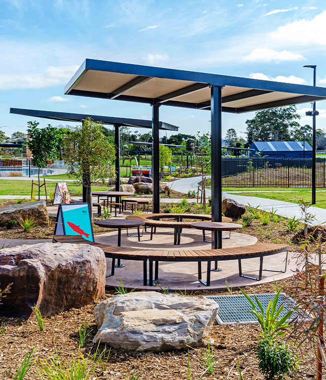 Campbelltown Billabong Parklands Shelters Street Furniture Sydney Australia Temple