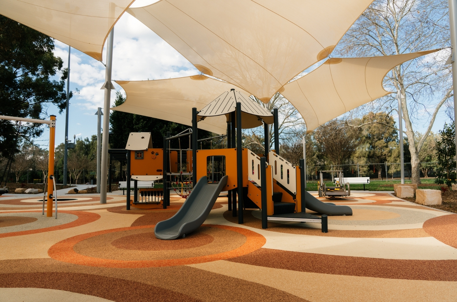 image of junior play area with play equipment, slide